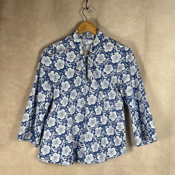 Pine Cone Hill Fine Linens Floral Cotton Kimono Style Popover Top Womens Medium - Picture 1 of 11